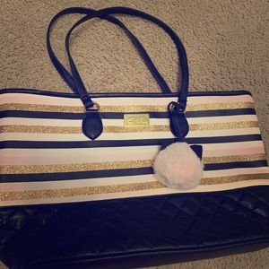 Betsey Johnson handbag black gold and pink